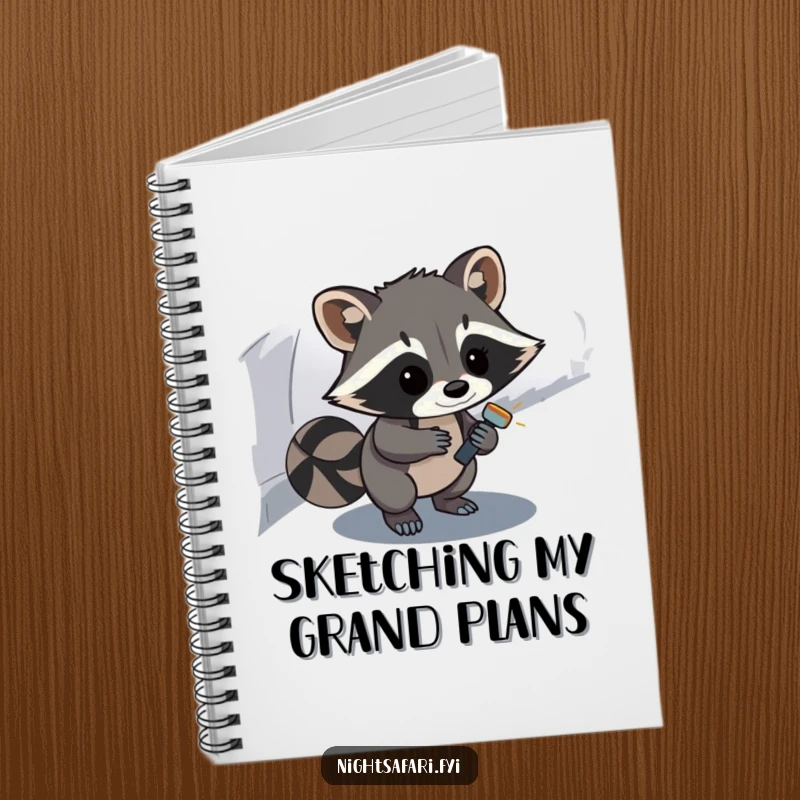 Funny Raccoon Notebook: A curious raccoon with a flashlight explores, perfect for jotting down funny ideas.