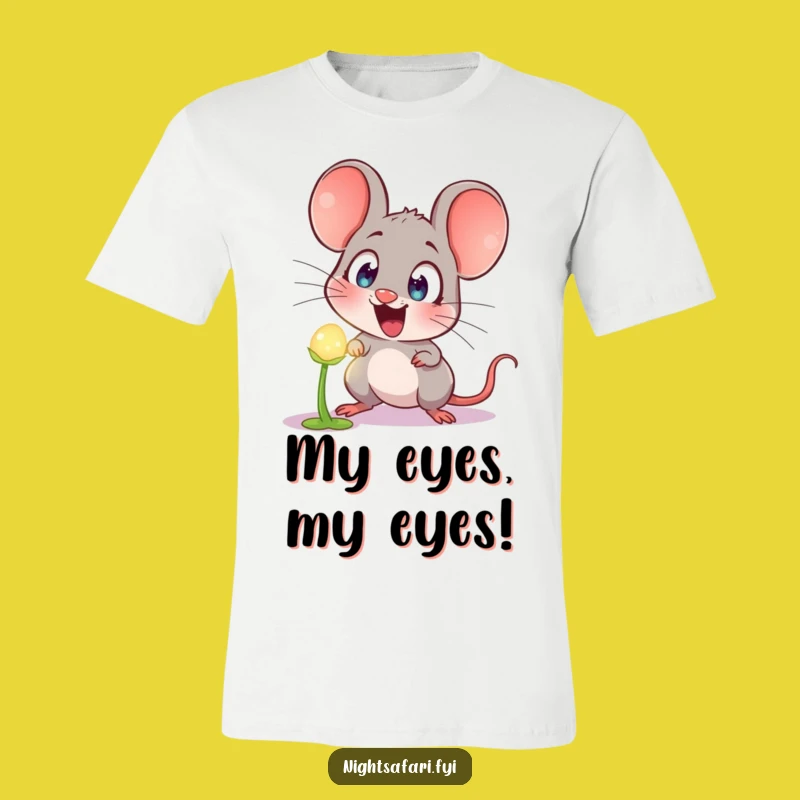 Funny Astonished Mouse T-Shirt: Hilarious Glowing Plant Encounter for Him or Her!
