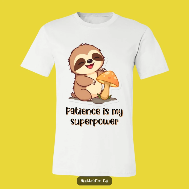 Funny Sloth T-Shirt - Delightful Mushroom Reach Graphic, Great Funny Gift