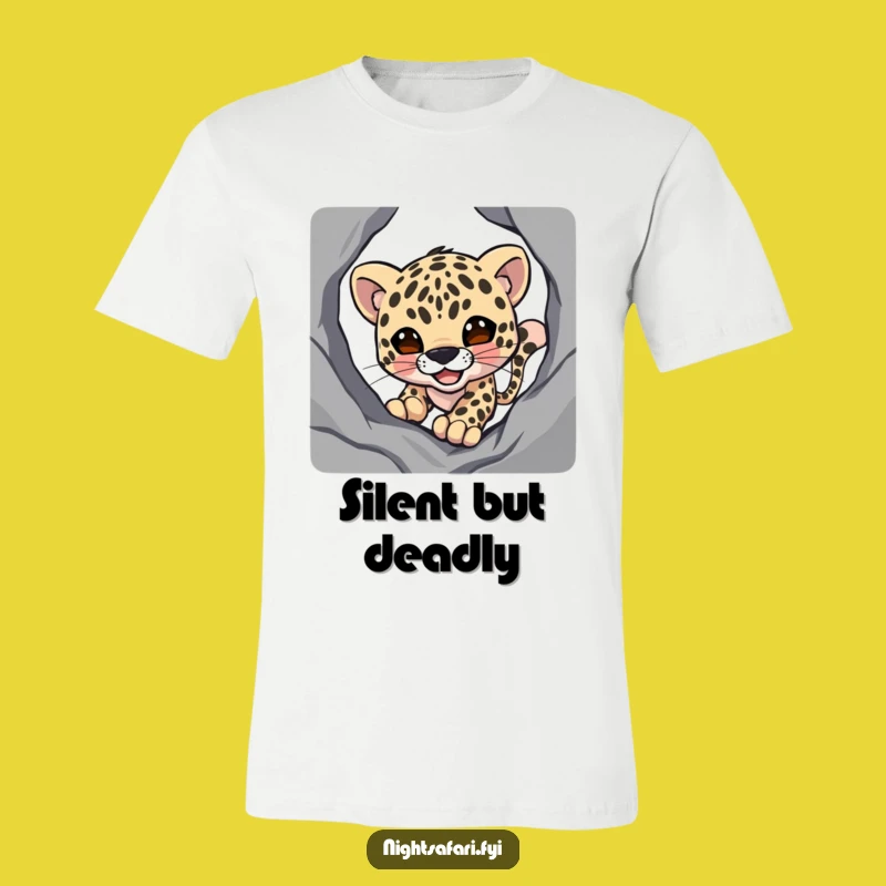 Funny Smiling Leopard T-Shirt, Stealthy Shadow Stalker Tee