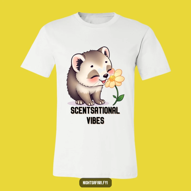 Funny Civet Cat Flower T-Shirt - Joyful Animal Tee, Hilarious Nature Lover Gift