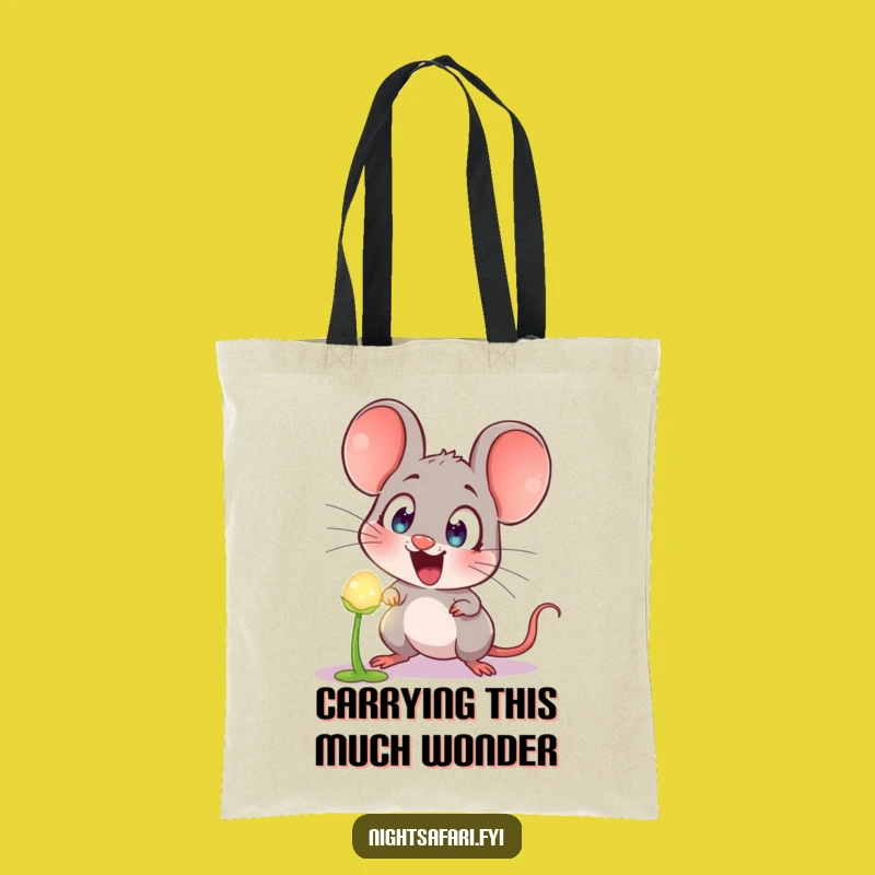 Funny Astonished Mouse Tote Bag: Carry Humor with a Glowing Plant Design!