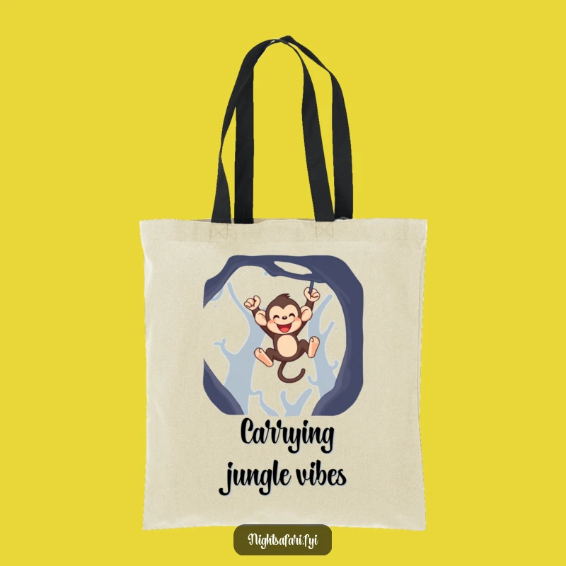 Funny Monkey Tote Bag - Playful Swinging Primate Carry-All, Great Funny Gift