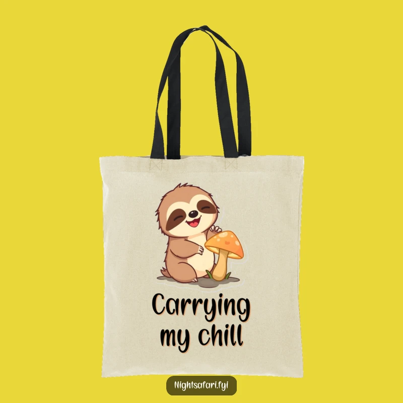 Funny Sloth Tote Bag - Slow Mushroom Reach Carry-All, Cute Funny Gift