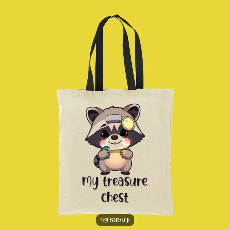 Funny Raccoon Headlamp Tote Bag - Carry Your Treasures with Humor